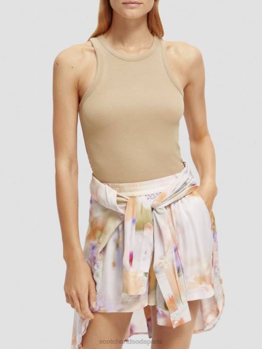 Scotch & Soda femmes débardeur à dos nageur en coton biologique kaki vêtements 4HB487