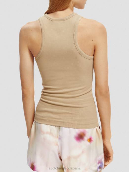 Scotch & Soda femmes débardeur à dos nageur en coton biologique kaki vêtements 4HB487