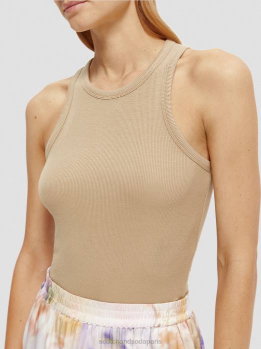 Scotch & Soda femmes débardeur à dos nageur en coton biologique kaki vêtements 4HB487