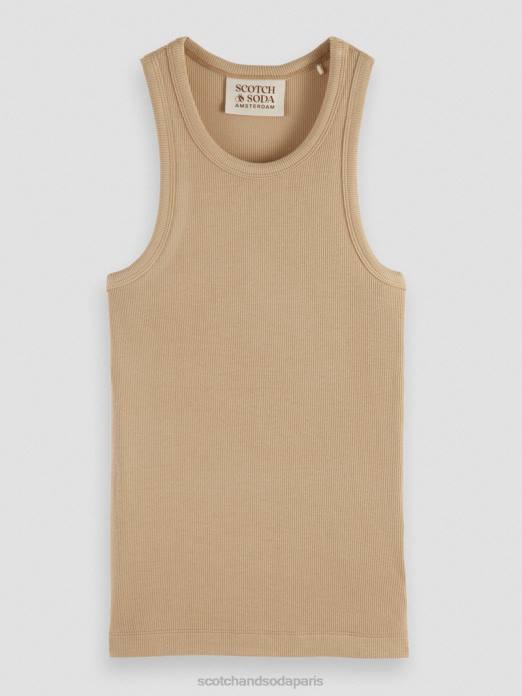 Scotch & Soda femmes débardeur à dos nageur en coton biologique kaki vêtements 4HB487