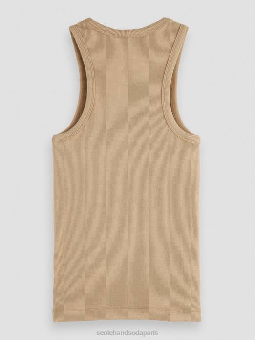 Scotch & Soda femmes débardeur à dos nageur en coton biologique kaki vêtements 4HB487