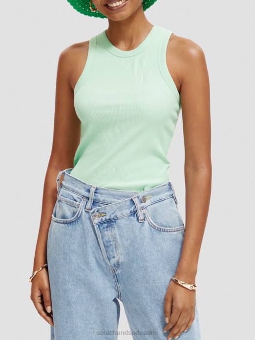 Scotch & Soda femmes débardeur à dos nageur en maille côtelée frêne vert vêtements 4HB4111