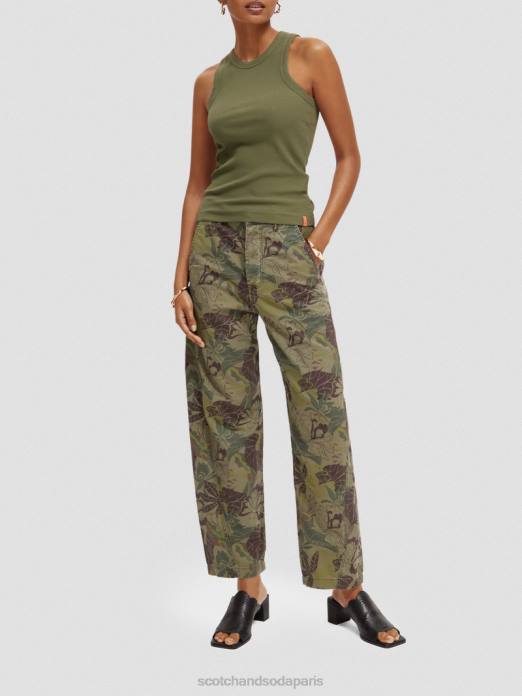 Scotch & Soda femmes débardeur à dos nageur en maille côtelée olive verte vêtements 4HB4109