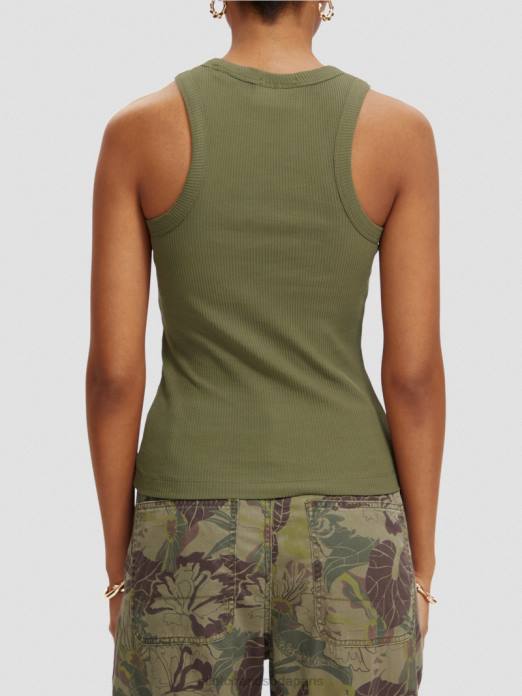 Scotch & Soda femmes débardeur à dos nageur en maille côtelée olive verte vêtements 4HB4109