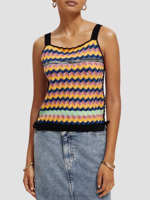 Scotch & Soda femmes débardeur en maille de coton biologique multi-rayures vêtements 4HB4125