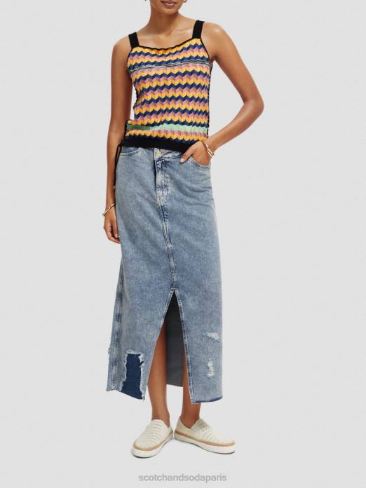 Scotch & Soda femmes débardeur en maille de coton biologique multi-rayures vêtements 4HB4125