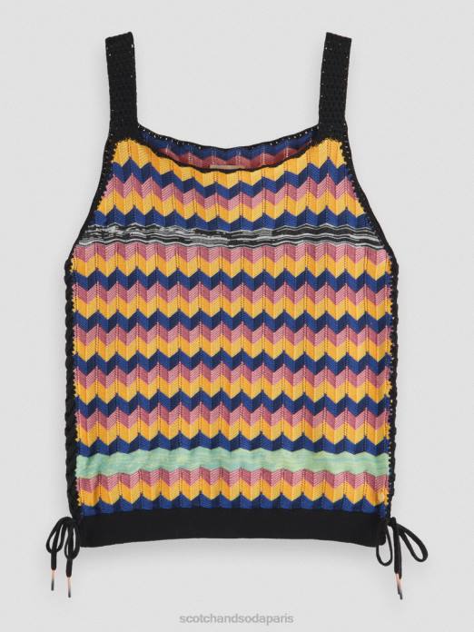 Scotch & Soda femmes débardeur en maille de coton biologique multi-rayures vêtements 4HB4125