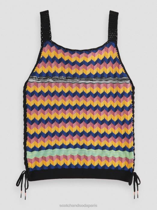 Scotch & Soda femmes débardeur en maille de coton biologique multi-rayures vêtements 4HB4125
