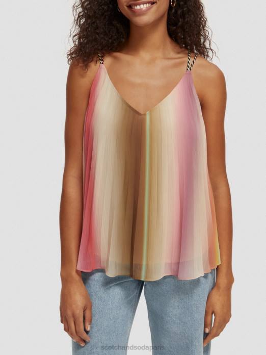 Scotch & Soda femmes débardeur plissé à col en V ombre arc-en-ciel vêtements 4HB4116