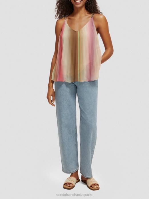 Scotch & Soda femmes débardeur plissé à col en V ombre arc-en-ciel vêtements 4HB4116