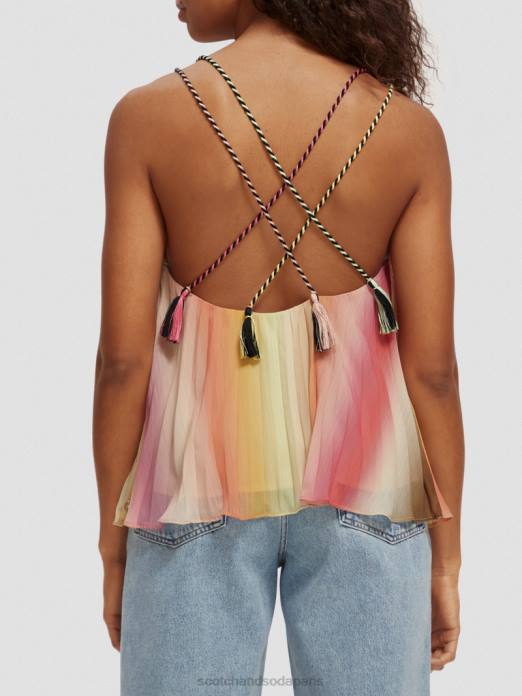 Scotch & Soda femmes débardeur plissé à col en V ombre arc-en-ciel vêtements 4HB4116