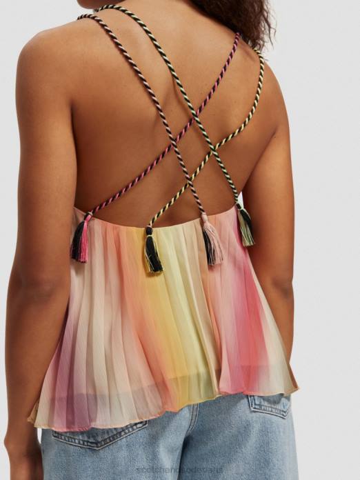 Scotch & Soda femmes débardeur plissé à col en V ombre arc-en-ciel vêtements 4HB4116