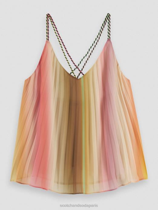 Scotch & Soda femmes débardeur plissé à col en V ombre arc-en-ciel vêtements 4HB4116