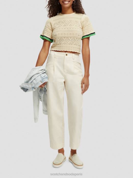 Scotch & Soda femmes haut court en maille pointelle vanille blanche vêtements 4HB478