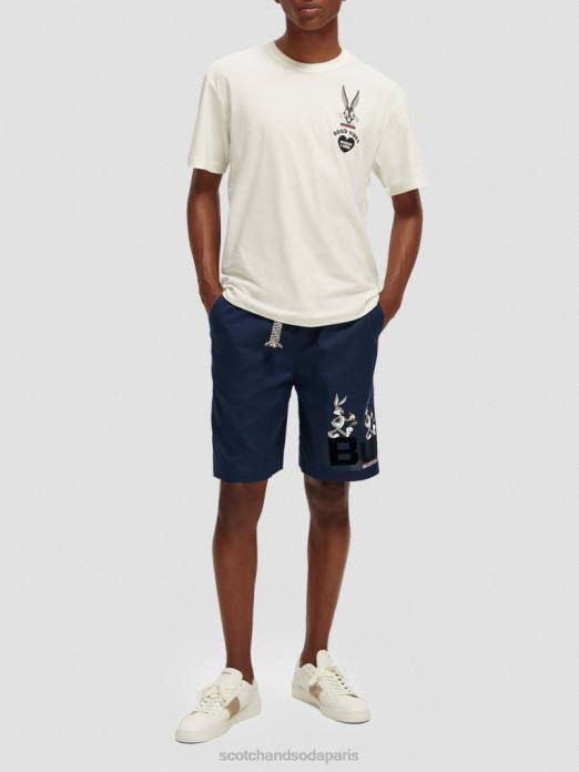 Scotch & Soda femmes looney tunes t-shirt graphique brodé biologique blanc cassé vêtements 4HB459