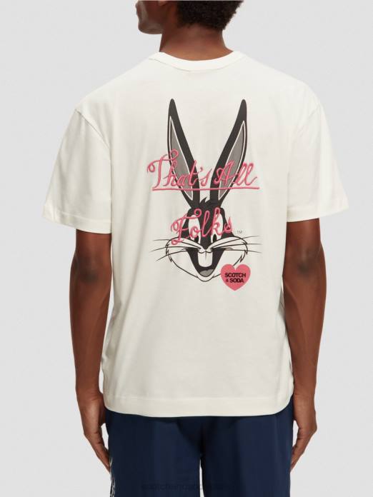 Scotch & Soda femmes looney tunes t-shirt graphique brodé biologique blanc cassé vêtements 4HB459