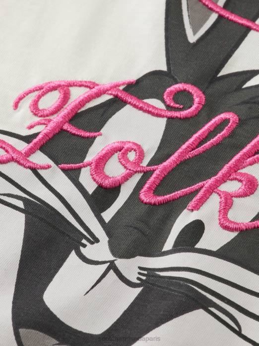 Scotch & Soda femmes looney tunes t-shirt graphique brodé biologique blanc cassé vêtements 4HB459