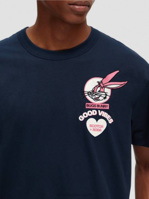 Scotch & Soda femmes looney tunes t-shirt graphique brodé biologique nuit vêtements 4HB458