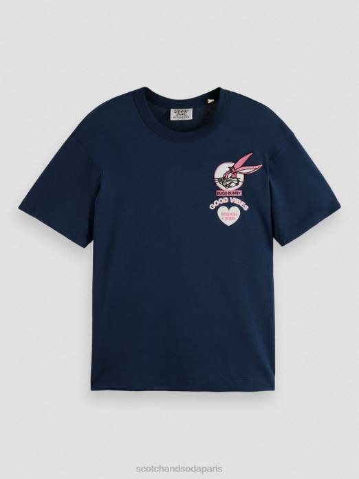 Scotch & Soda femmes looney tunes t-shirt graphique brodé biologique nuit vêtements 4HB458