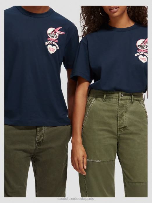 Scotch & Soda femmes looney tunes t-shirt graphique brodé biologique nuit vêtements 4HB458