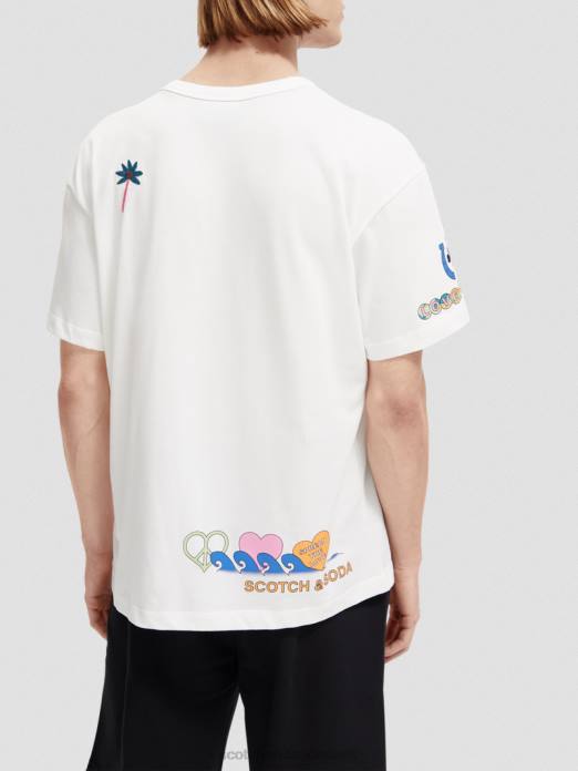 Scotch & Soda femmes né pour aimer les œuvres d'art t-shirt blanc cassé vêtements 4HB4124