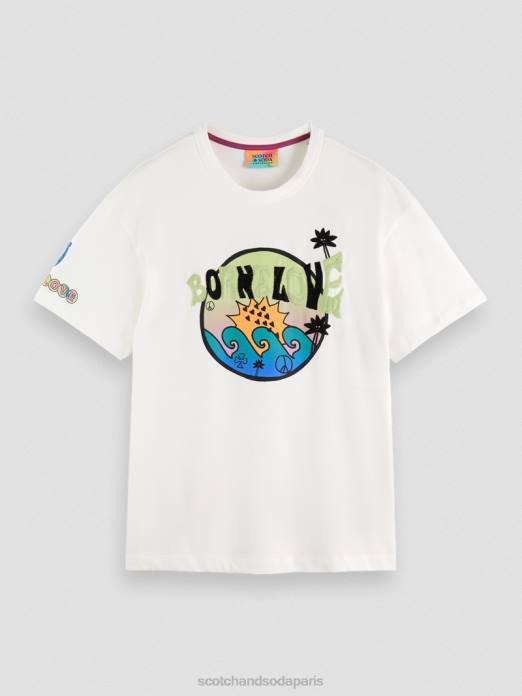 Scotch & Soda femmes né pour aimer les œuvres d'art t-shirt blanc cassé vêtements 4HB4124