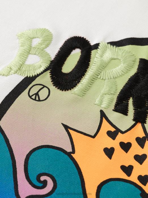 Scotch & Soda femmes né pour aimer les œuvres d'art t-shirt blanc cassé vêtements 4HB4124