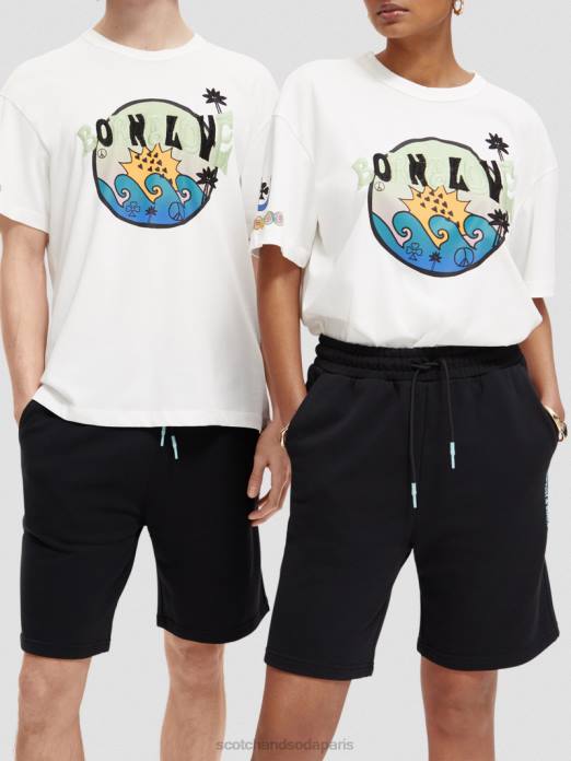 Scotch & Soda femmes né pour aimer les œuvres d'art t-shirt blanc cassé vêtements 4HB4124