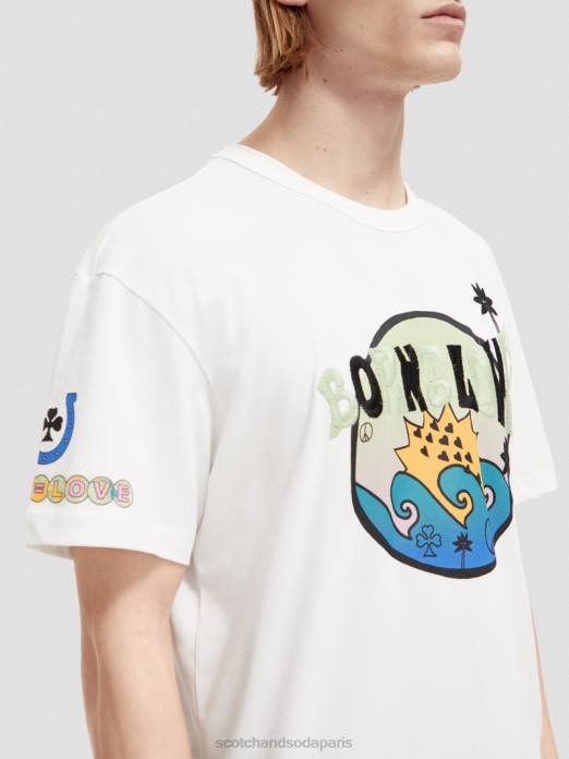 Scotch & Soda femmes né pour aimer les œuvres d'art t-shirt blanc cassé vêtements 4HB4124