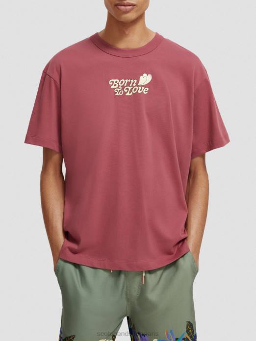 Scotch & Soda femmes né pour aimer t-shirt Bourgogne vêtements 4HB4123