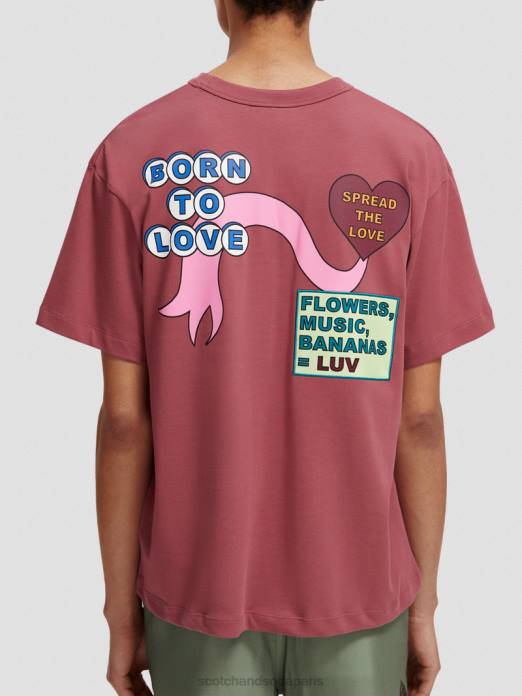 Scotch & Soda femmes né pour aimer t-shirt Bourgogne vêtements 4HB4123