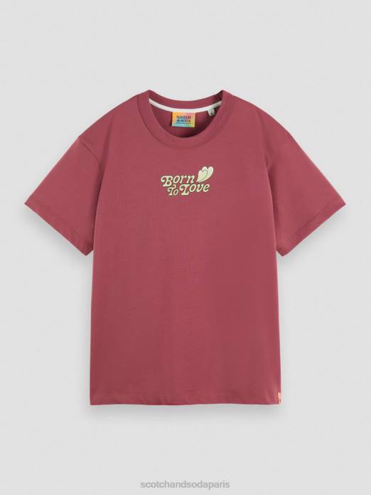 Scotch & Soda femmes né pour aimer t-shirt Bourgogne vêtements 4HB4123