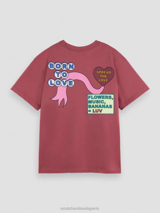 Scotch & Soda femmes né pour aimer t-shirt Bourgogne vêtements 4HB4123