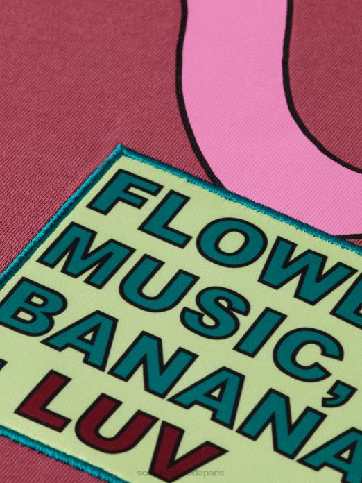 Scotch & Soda femmes né pour aimer t-shirt Bourgogne vêtements 4HB4123