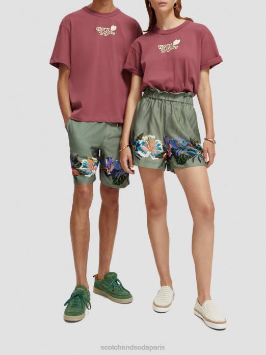 Scotch & Soda femmes né pour aimer t-shirt Bourgogne vêtements 4HB4123