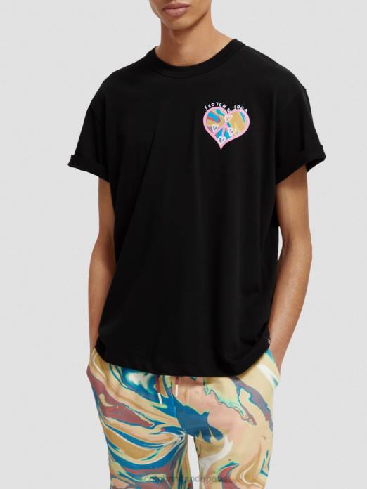 Scotch & Soda femmes né pour aimer t-shirt noir vêtements 4HB4122