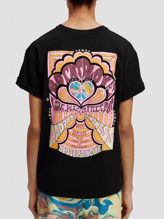 Scotch & Soda femmes né pour aimer t-shirt noir vêtements 4HB4122