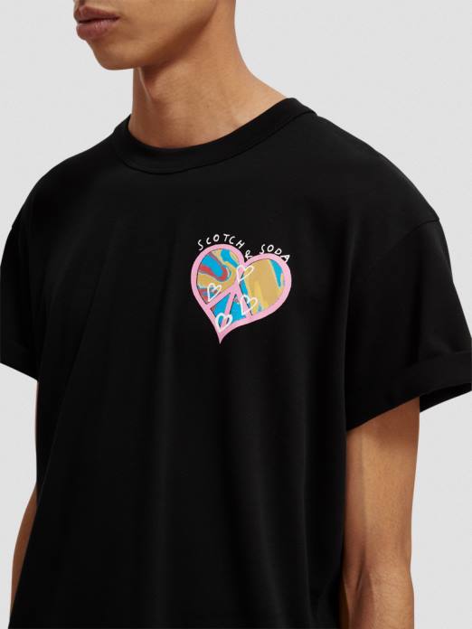 Scotch & Soda femmes né pour aimer t-shirt noir vêtements 4HB4122