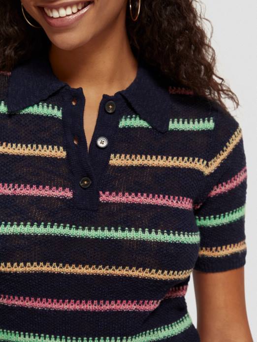 Scotch & Soda femmes pull en maille rayé bleu de fin de soirée vêtements 4HB4107