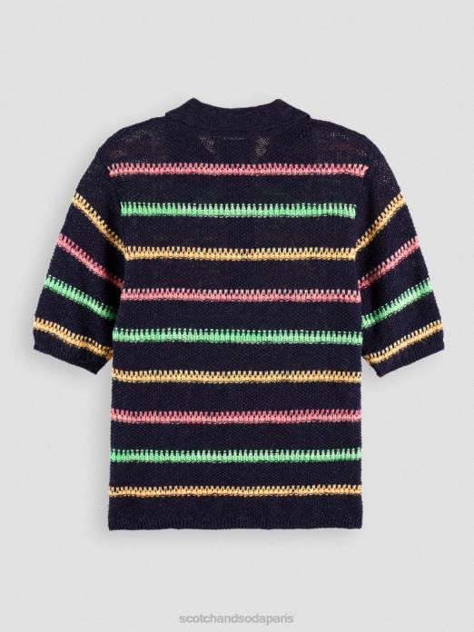 Scotch & Soda femmes pull en maille rayé bleu de fin de soirée vêtements 4HB4107