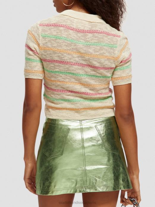 Scotch & Soda femmes pull en maille rayé vanille blanche vêtements 4HB4108