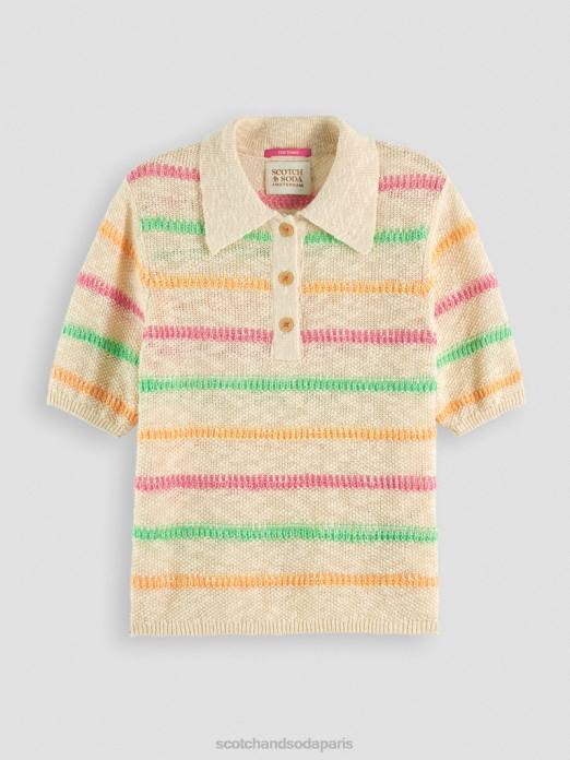 Scotch & Soda femmes pull en maille rayé vanille blanche vêtements 4HB4108