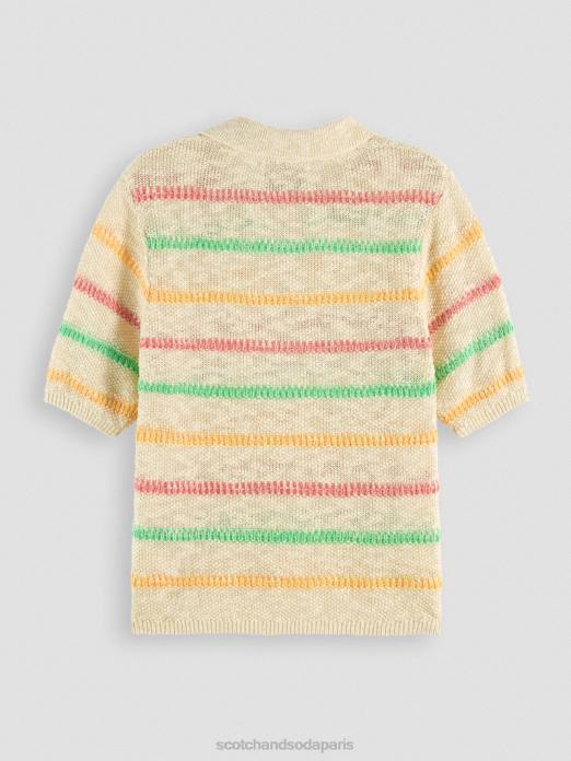 Scotch & Soda femmes pull en maille rayé vanille blanche vêtements 4HB4108