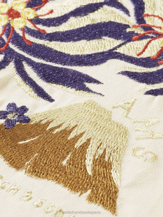 Scotch & Soda femmes t-shirt ample court brodé blanc cassé vêtements 4HB491