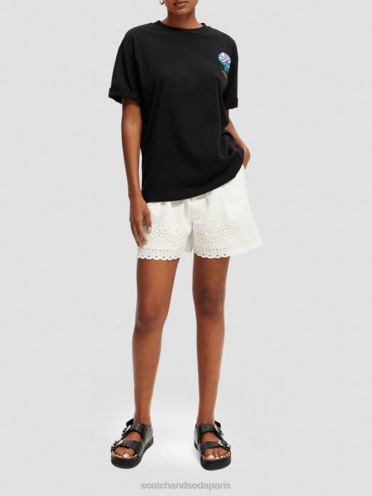 Scotch & Soda femmes t-shirt ample en coton biologique à motif artistique noir vêtements 4HB475