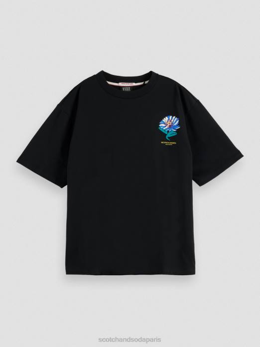Scotch & Soda femmes t-shirt ample en coton biologique à motif artistique noir vêtements 4HB475