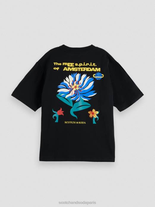 Scotch & Soda femmes t-shirt ample en coton biologique à motif artistique noir vêtements 4HB475