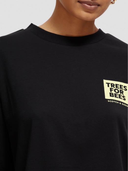 Scotch & Soda femmes t-shirt ample graphique noir vêtements 4HB4115