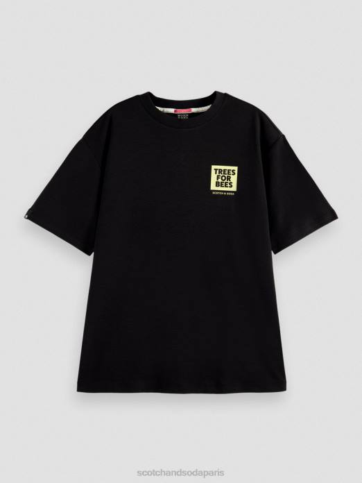 Scotch & Soda femmes t-shirt ample graphique noir vêtements 4HB4115