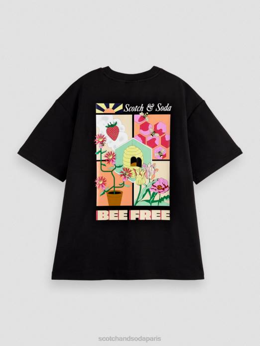 Scotch & Soda femmes t-shirt ample graphique noir vêtements 4HB4115